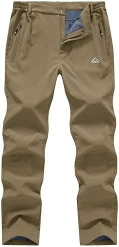 Gopune Men's Fleece Lined Snow Ski Pants Winter Waterproof Hiking Pants