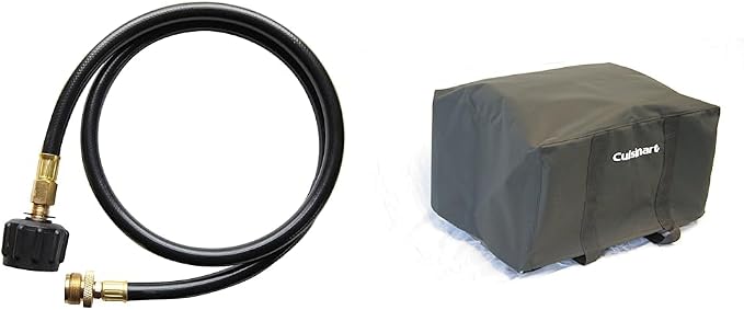 Cuisinart QG-012B LP Adapter Hose, 4 feet, Black & CGC-19 VersaStand Grill Tote Cover Measures 21 x 19 x 10 inches