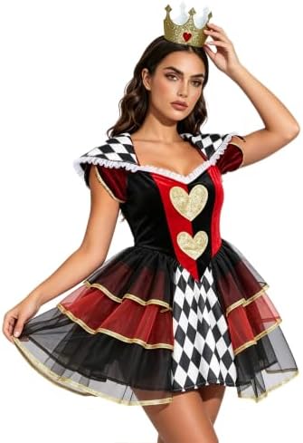 Queen of Hearts Costume Women Halloween Costume Alice in Wonderland Costume