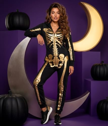 Tipsy Elves Skeleton Halloween Jumpsuit Costume for Women