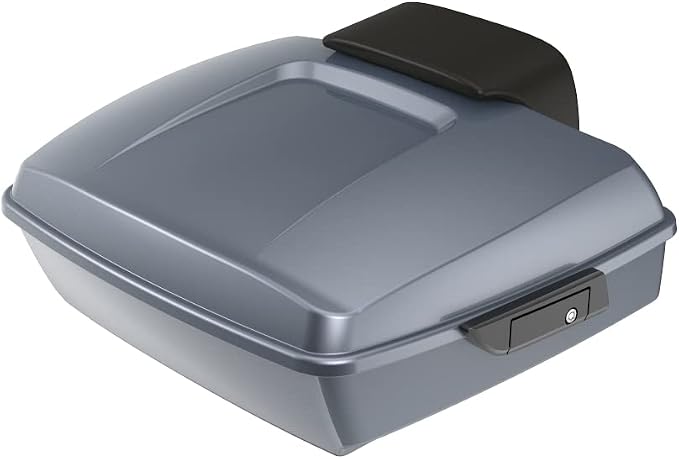 Advanblack Road Glide Tour Trunk Pack Gauntlet Grey Metallic Chopped Tour Trunk Pack Backrest Pad for '97-'25 Harley Touring Road King Street Glide Electra Glide CVO models