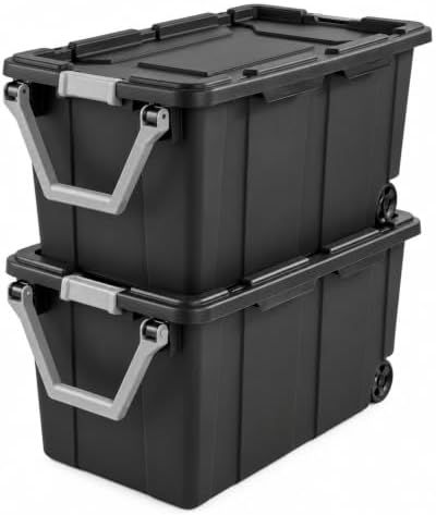 40 Gallon Wheeled Storage Bin with Lid, Extra Large Plastic Tote