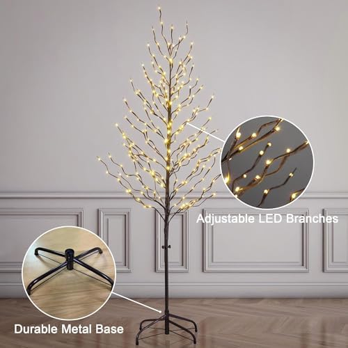 LIGHTSHARE 6FT 240L LED Star Light Tree, for Home Festival Party Christmas, Indoor and Outdoor Use, Warm White