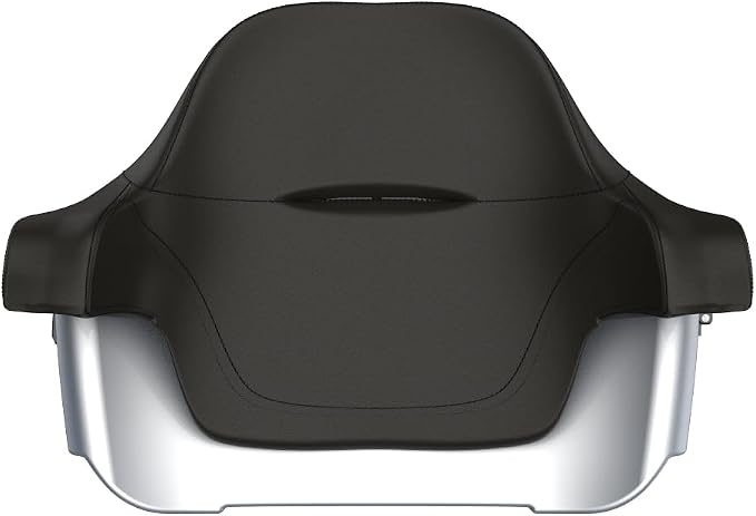 Advanblack Road Glide Tour Trunk Pack Barracuda Silver King Tour Trunk Pack Luggage +Wrap-Around Backrest Pad for '97-'25 Harley Touring Road King Street Glide Electra Glide CVO models