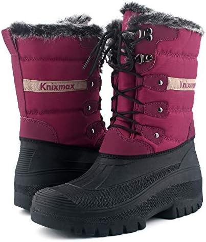Knixmax Women's Waterproof Mid-Calf Winter Snow Boots US 6-11
