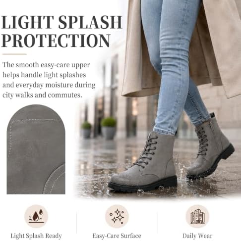 todaysunny Womens Combat Winter Boots Fur Lined Snow Boots Lace Up Side Zip