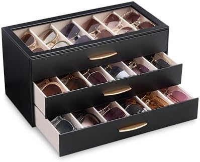 Lolalet Sunglasses Organizer Case for Women, Eyeglass Storage Holder