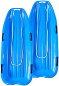 Toboggan Snow Sled for Adults, 48in Plastic Sleds with Pull Rope and 4 Handles, Outdoor Plastic Snow Sled for Kids and Adults