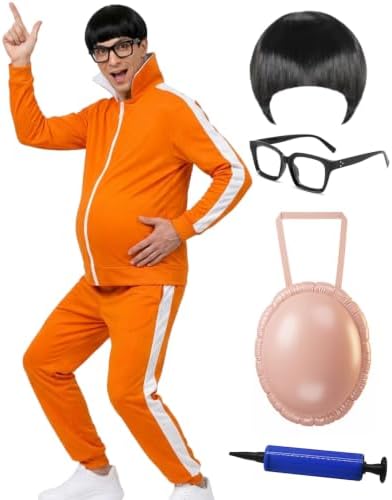 Adult Halloween Costume 2026 Men, Funny Orange Tracksuit Jumpsuit Outfit