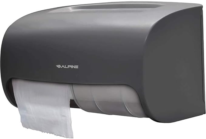 Alpine Commercial Toilet Paper Dispenser - Double Toilet Paper Holder Wall Mount for Less Frequent Paper Roll Refill