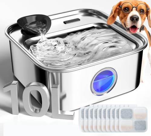 oneisall 10L/2.6Gal Dog Water Fountain for Large Dogs (with 11 Filters)