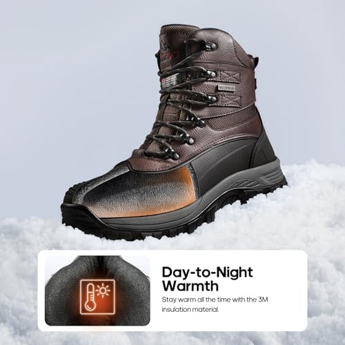 NORTIV 8 Men's Insulated Waterproof Winter Snow Boots