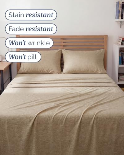 Full XL Sheets - 4 Piece Full XL Sheet Set - Soft & Cooling - Heathered Tan