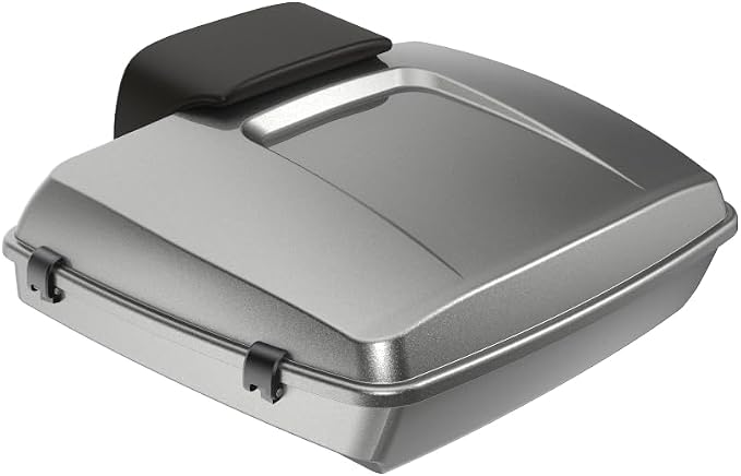 Advanblack Road Glide Tour Trunk Pack Mercury Silver Razor Tour Trunk Pack Backrest Pad for '97-'25 Harley Touring Road King Street Glide Electra Glide CVO Models