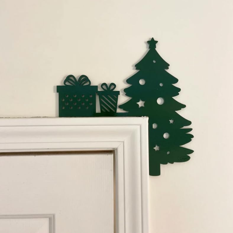Christmas Door Topper Holiday Home Decor Funny Snowman Santa Claus Top Door Frame Corner Sign Decorations, Windows Walls DIY Craft for Christmas Party Ornament (A)
