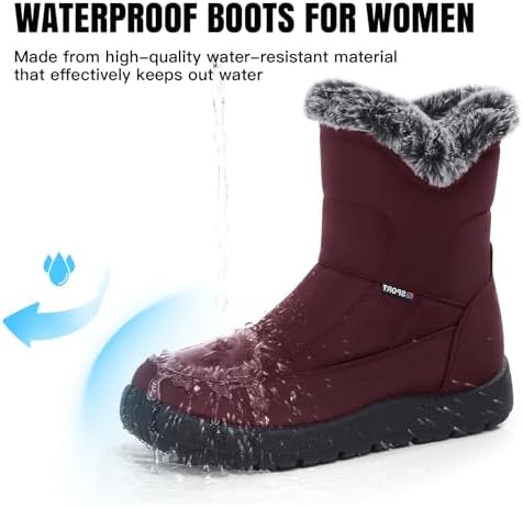 SHIBEVER Women's Winter Snow Boots: Waterproof Fur-Lined Ankle Booties