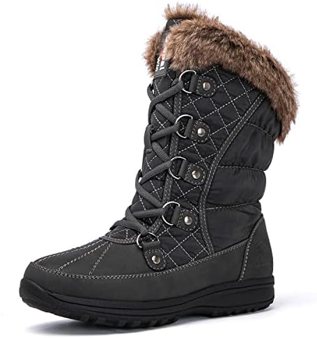 GLOBALWIN Women's Snow Boots Waterproof Mid-Calf Winter Boots with Thermal Fleece Lining, Insulated Cold Weather Protection, and Non-Slip Sole for Snowy Commutes