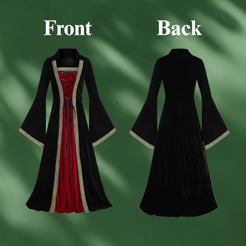 Colorful House Women Hooded Medieval Renaissance Dress Halloween for Adult
