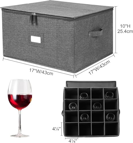 popoly Stemware Storage Cases 2 Pack, Wine Glass Storage Box Containers