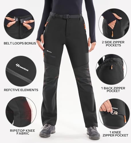 Snow Pants Womens Ski Pants Waterproof Insulated Softhell fleece lined