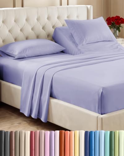 Flex Top Split Head King 4 Piece Sheet Set - Soft & Breathable - Lavender
