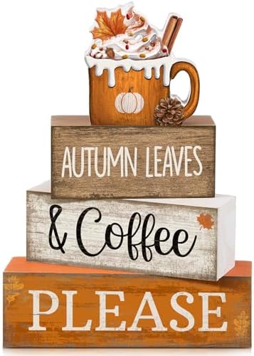 Lineshading 4 Pcs Fall Coffee Table Decor Fall Decor for Home Pumpkin Latte