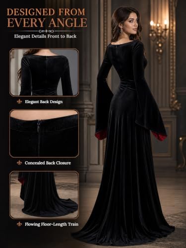 Women's Gothic Velvet Vampire Dress Victorian Halloween Costume
