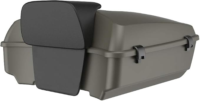 Advanblack Road Glide Tour Trunk Pack Industrial Gray Denim Chopped Tour Trunk Pack Backrest Pad for '97-'25 Harley Touring Road King Street Glide Electra Glide CVO models