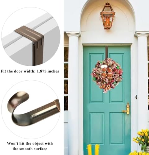 HEYHOUSE Wreath Hanger,2 Pack Christmas Halloween Decorations Adjustable Wreath Hanger for Front Door Decor from 14.9-25", Over The Door Hooks Organizer 20 lbs Larger Hooks Outside Decorations