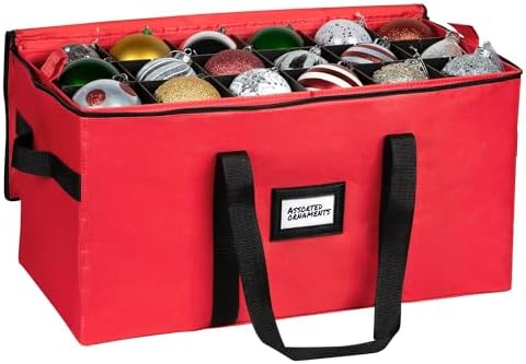 Christmas Ornament Storage Container,Box Stores Up to 54, Adjustable Dividers, Large Organizer Bin to Protect and Store Holiday Décor