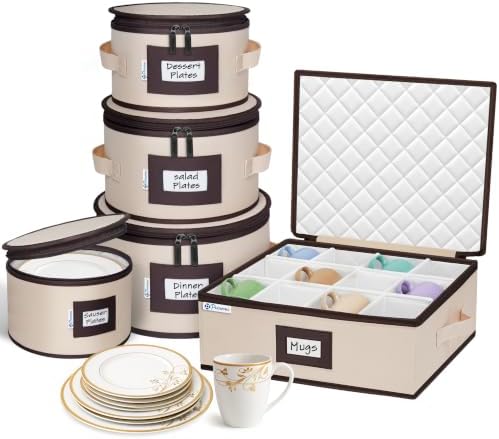punemi Fine China Storage Containers, 5-Piece Hard Shell Set for Moving