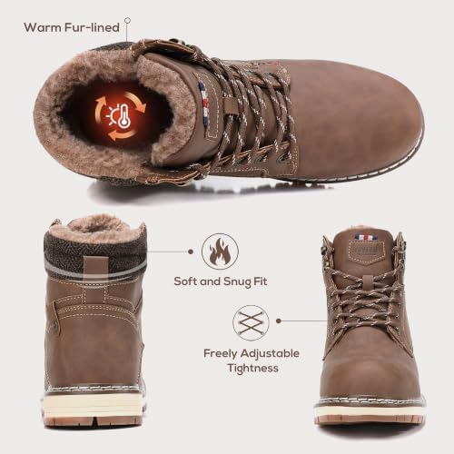 ANALEAF Mens Snow Boots Warm Winter Boots Non Slip Outdoor Fur Lined Shoes