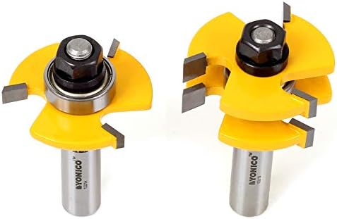 YONICO Router Bits Tongue & Groove Set 1/4-Inch Plywood Panel 2 Bit 1/2-Inch Shank 15231