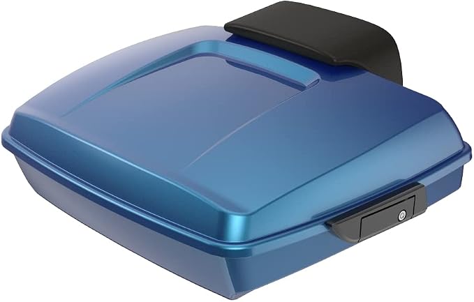 Advanblack Road Glide Tour Trunk Pack Daytona Blue Razor Tour Trunk Pack Backrest Pad for '97-'25 Harley Touring Road King Street Glide Electra Glide CVO models