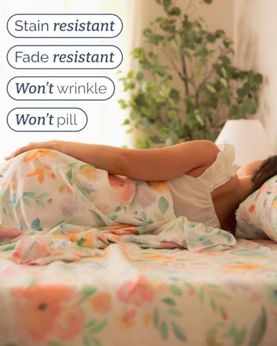 Cal King 4 Piece Floral Sheet Set - Breathable & Cooling - Blush Blossom