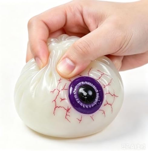 Halloween Spooky Pumpkin Stress Ball Squeeze Toy for Adults, Slow Rise Glitter DumplingSpooky Ghost Decorations, Halloween Cute Pumpkin Squeeze Fidget Toy for Stress Anxiety Relief(White Eyes)