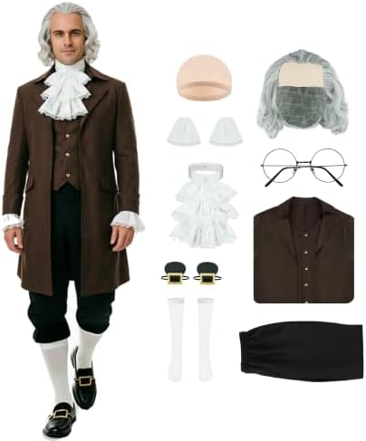 Colonial Costume Men, Benjamin Franklin Costume Adult Founding Father Outfit