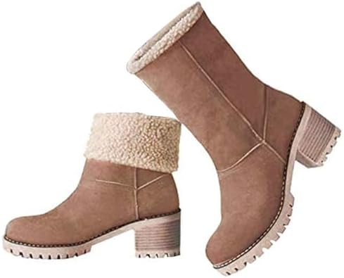 VIMISAOI Mid calf Winter Boots for Women Warm Ankle Snow Chunky Heel Boots