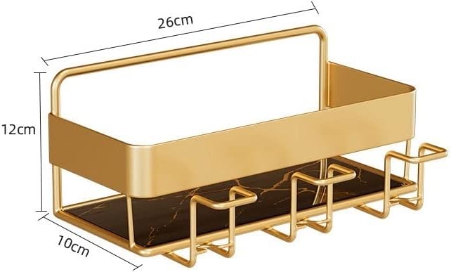 Toothbrush Rack Nordic Light Luxury Wall-Mounted Metal Toothbrush Holder Multifunctional Bathroom Storage Rack with Mouthwash Cup Bathroom Toothbrush Holder(B)