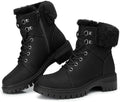 TEMOFON Ankle Boots for Women Winter: Comfortable Lace-up Combat Boot Warm