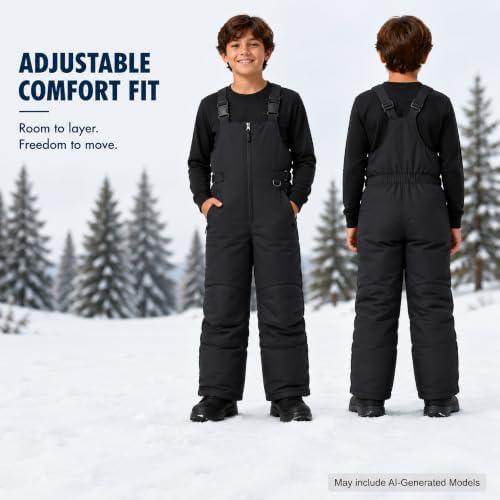 Cherokee Kids Snow Bibs - Insulated Ski Pants Overalls for Boys and Girls