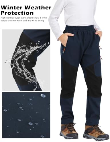 Kids Winter Pants Boys Snow Trousers Waterproof Fleece Lined