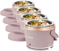 Crock-Pot 20oz Portable Electric Food Warmer, Personal Lunch Box Keeps Food Spill-Free & Warm, Ideal for Travel, Work, School, Car, On-the-Go, Dishwasher-Safe, Giftable, Blush Pink (Pack of 4)