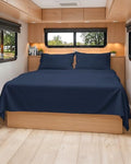 Short Queen Size 4 Piece Bed Sheet Set - RV Short Queen Sheets - Navy Blue