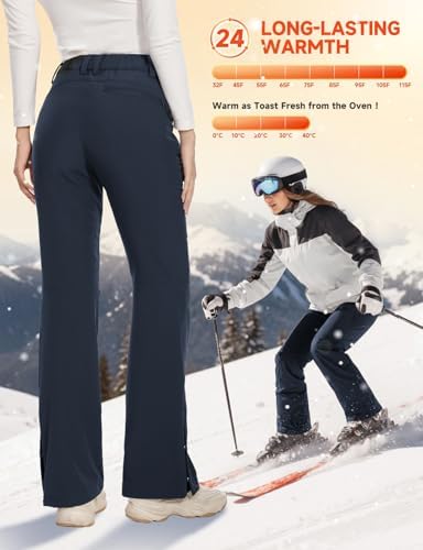 Moosehill Women's Snow Ski Pants : Water Resistant Fleece Lined Flare Fit