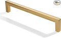 khtumeware 10 Pack 6 inch(152mm) Hole Center Brushed Brass Cabinet Pulls Solid Heavy-Duty Square Satin Brass Cabinet Handles Drawer Pulls Kitchen Cabinet Hardware Kitchen Handle