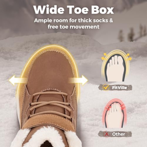 FitVille Womens Wide Snow Boots Fur Lined Boots for Women Winter Warm Boots Wide Width Womens Outdoor Snow Booties