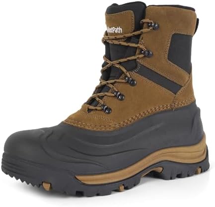 Men's Snow Boots, Waterproof Leather Winter Boots for Men