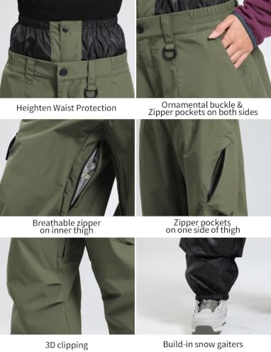 GSOU SNOW Womens Mens Snowboard Pants Baggy Snow Ski Pants for Snowsports