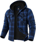 GEEK LIGHTING Men's Flannel Shirts Jacket Sherpa Lined Plaid Zipper Hoodie
